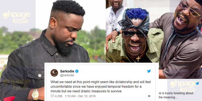 Social media users mock Sarkodie for bad construction of English in a tweet