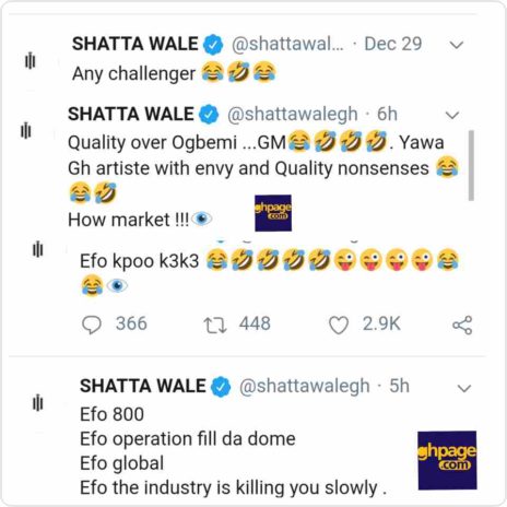 Shatta Wale’s tweets 
