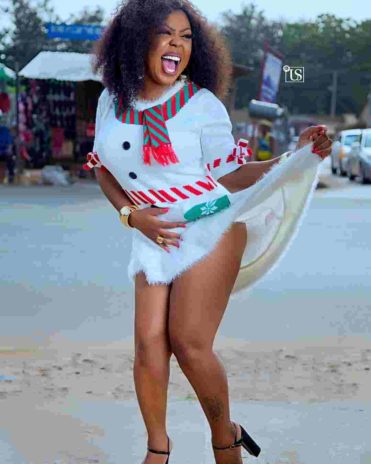 Actress Afia Schwarzenegger in her Christmas costume