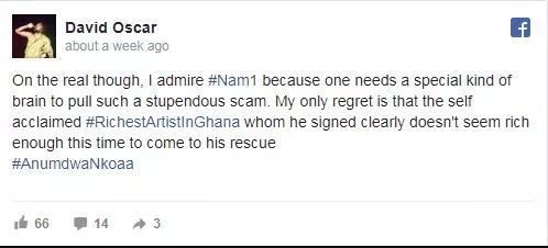 You claim richest artist but can't save NAM1-David Oscar trolls Shatta Wale