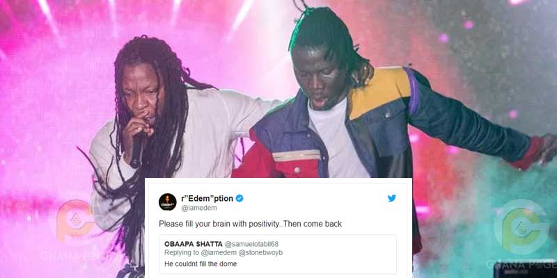 Edem replies an SM fan who said Stonebwoy failed to fill the Fantasy Dome