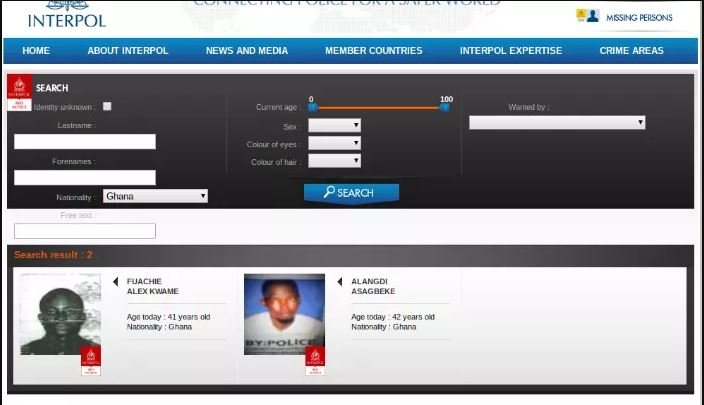 Only two Ghanaians found on INTERPOL most wanted list but Nana Appiah Mensah's name not listed as being speculated