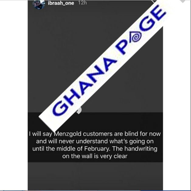 Menzgold customers are blind for now and will only see in February - Ibrah One alerts Menzgold customers