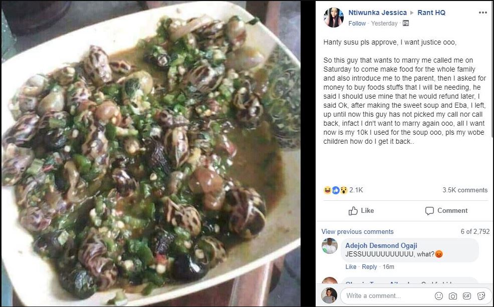 Slay queen dumped by boyfriend after she cooked okro soup for his family