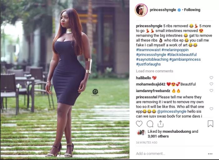 I removed 5 ribs and intestines to have a ‘Tapoli’ body – Princess Shyngle 