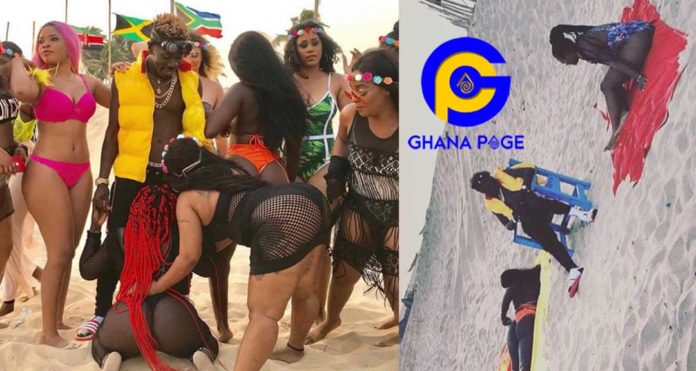 Big big b00ty girls of all colors turn up for Shatta Wale's 'Island' song video shoot [Photos+Video]