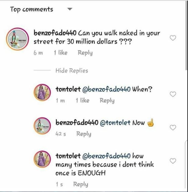 'I'm ready to strip it all down for 30million dollars' - Tonto Dikeh accepts challenge