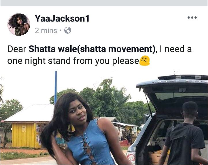 'I need a one night stand from Shatta Wale' - Yaa Jackson declares