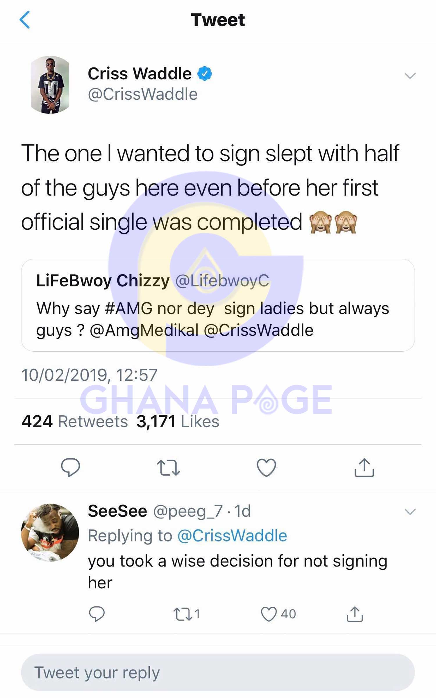 Criss Waddle reveals why he does sign female artists