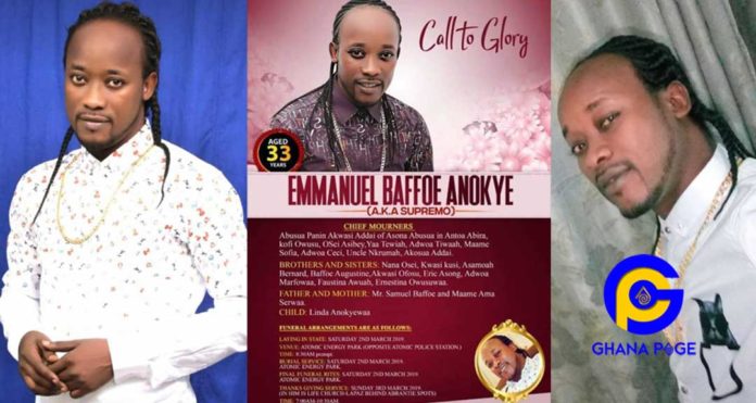 Funeral poster of Anokye Supremo aka Lumba jnr released-Here is all you need to know