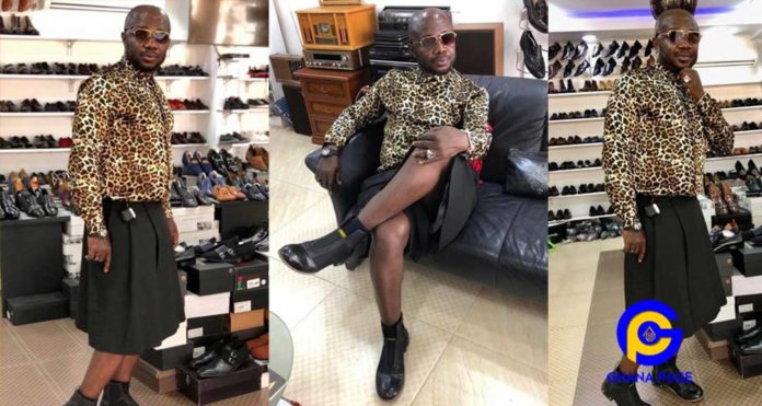 Photos: Nana Aba Anamoah's baby daddy Osebo breaks the internet with his skirt and shirt top dress