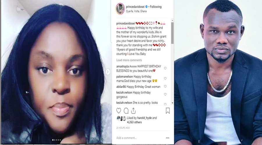 Actor Prince David Osei celebrates wife on her birthday