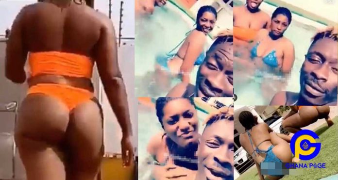 Video:After dumping Michy, Shatta Wale chills with big b00ty half na*ked chicks his swimming pool