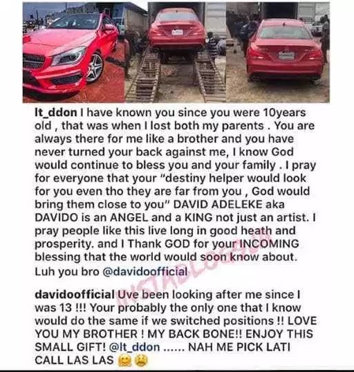 Davido buys his personal assistant Lati a Mercedez Benz