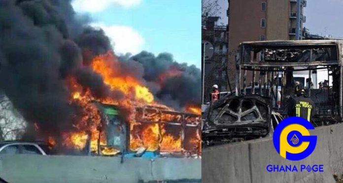 Italy: Driver hijacks school bus with 49 kids, 2 teachers and sets it ablaze