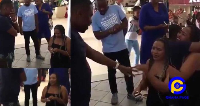 Video:Just after 2 months of dating desperate lady proposes to her boyfriend in public-He said YES