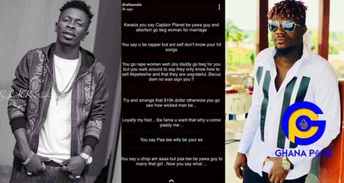 Shatta Wale turns woman; reveals every filla he has ever shared with Pope Skinny online[SEE]