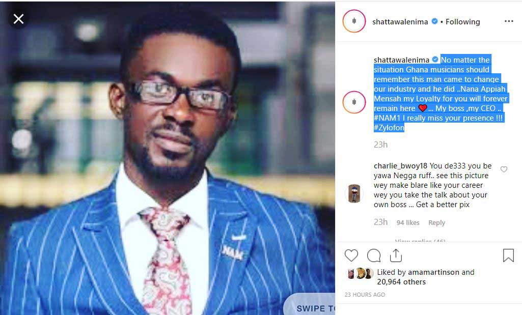 NAM1 came to change the industry & he did; I really miss him-Shatta Wale Shatta Wale misses NAM1 - NAM1 came to change the industry & he did; I really miss him-Shatta Wale