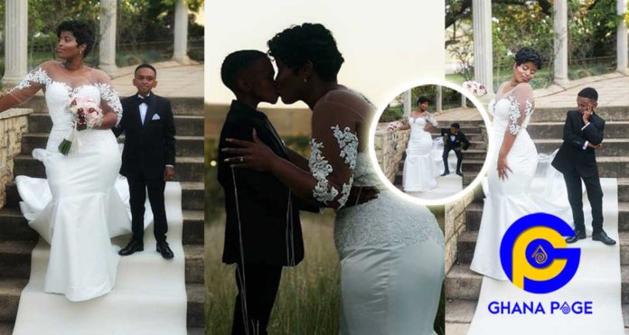 Wedding photos of 27yrs old midget Zimbabwean actor and heavily endowed wife go viral [Photos]
