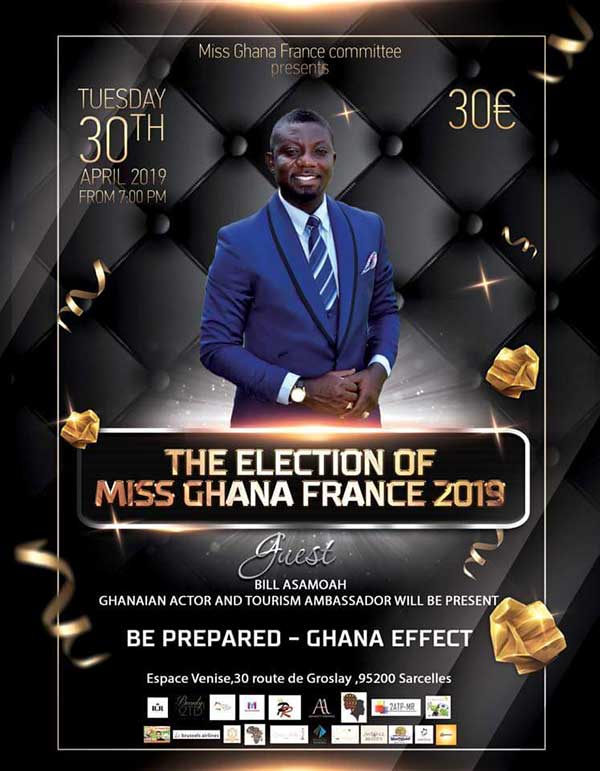 Nkosuohene, Bill Asamoah, Ahuofe Patri to crown Miss Ghana France on April 30th
