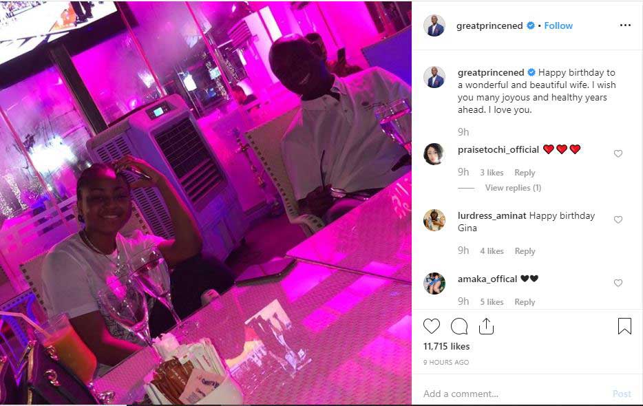Nwoko sends sweet message to his 19-yr-old wife, Regina Daniels