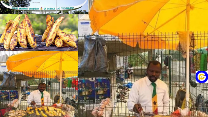 A-graduate-of-KNUST-turns-roasted-plantain-seller--sells-in-suit-and-tie