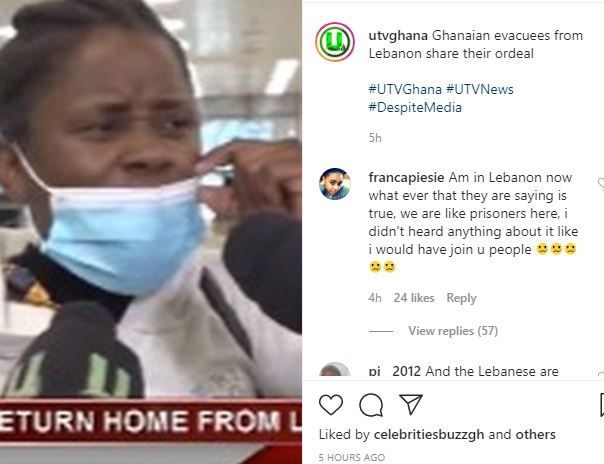 Ghanaian evacuees reporting her experience encountered in Lebanon