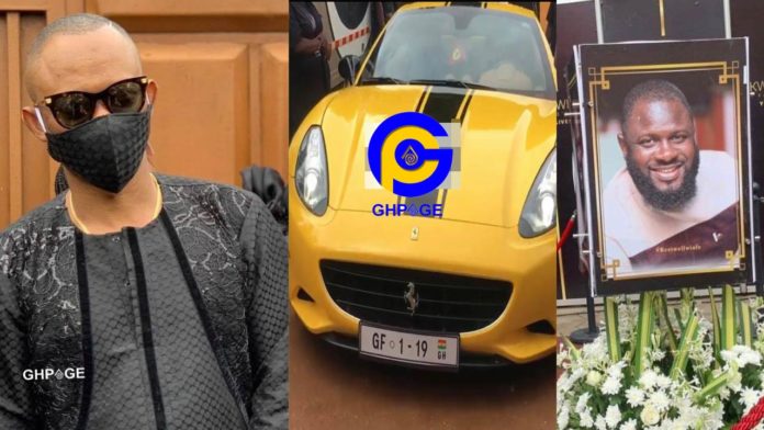 Father Dickson arrived at Kwadwo Wiafe's funeral in a yellow Ferrari