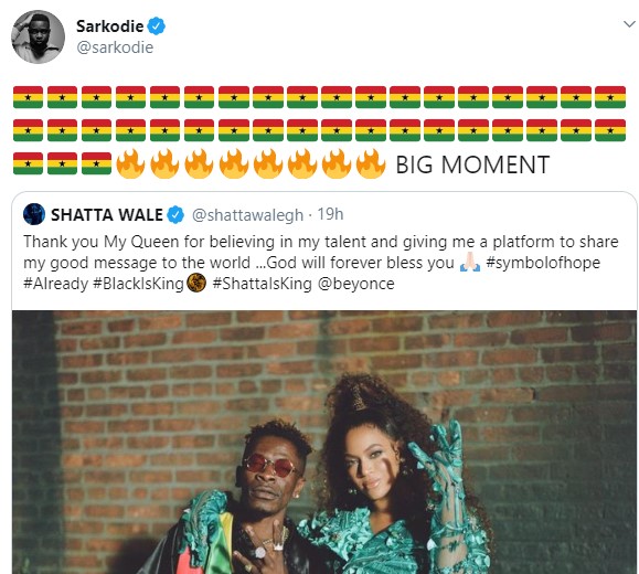 Sarkodie's tweet