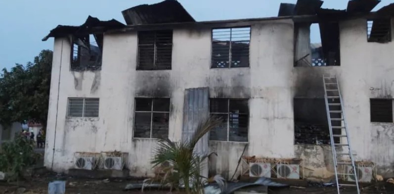 Electoral Commission office in flames