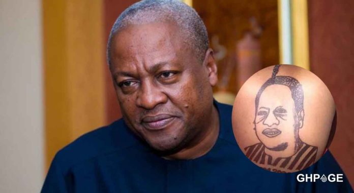 Ghanaian-lady-with-a-tattoo-of-Mahama-at-her-back-causes-confusion-on-social-media Ghanaian lady with a tattoo of Mahama at her back causes confusion on social media