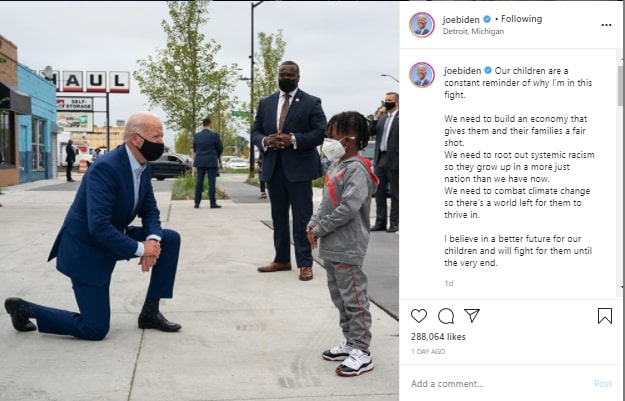 Joe Biden post on IG