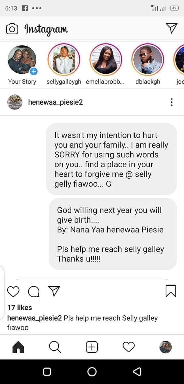 Henewaa Apologizes to Selly Galley