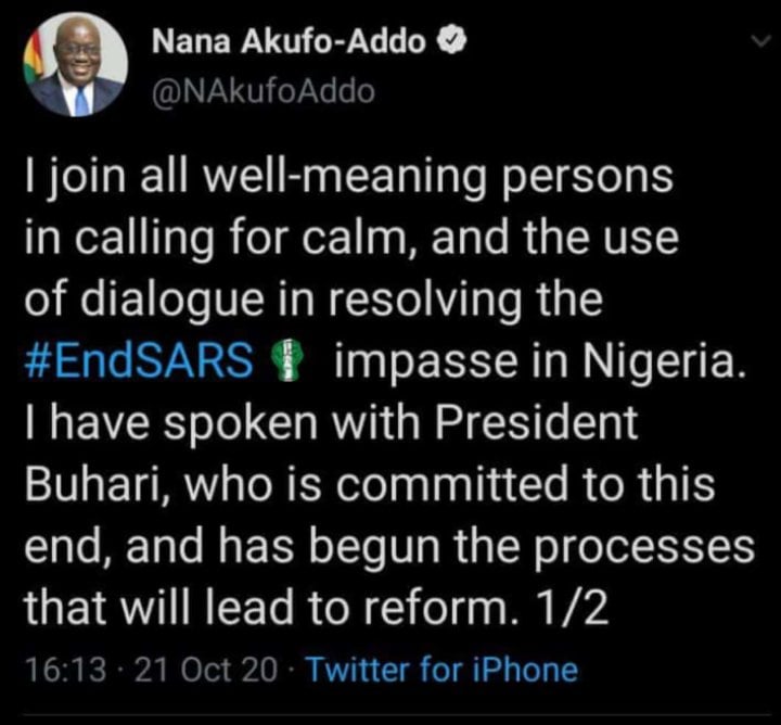 Nana Addo tweet on edsars