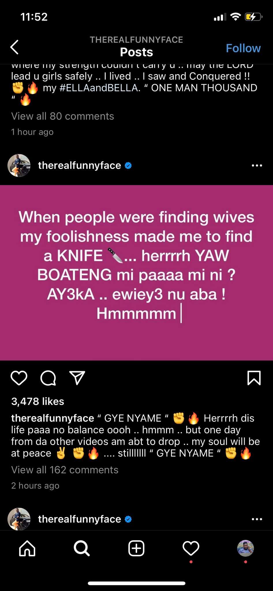 Funny Face post about his wife