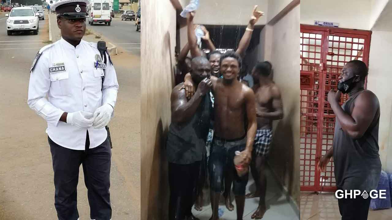Ghanaian policeman celebrates his birthday with inmates in Adenta Police Station