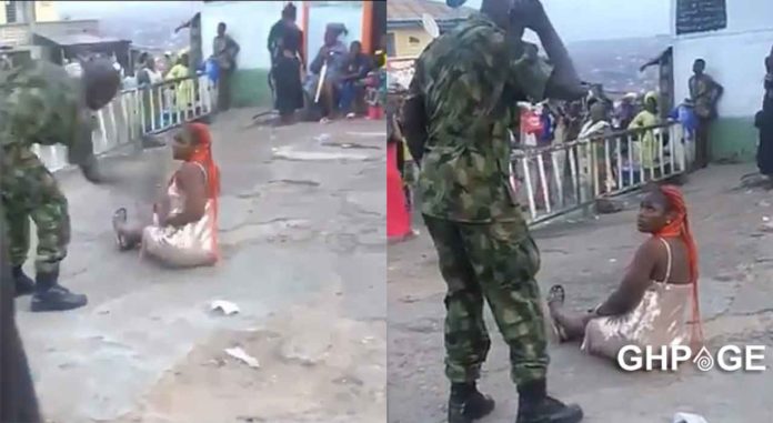 Nigerian lady flogged by soldier