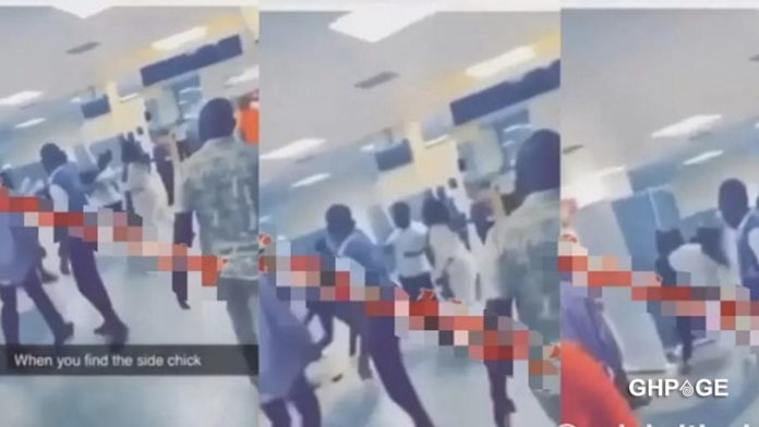 Main and side chic fight at the airport as they welcomed their man from the US (VIDEO)