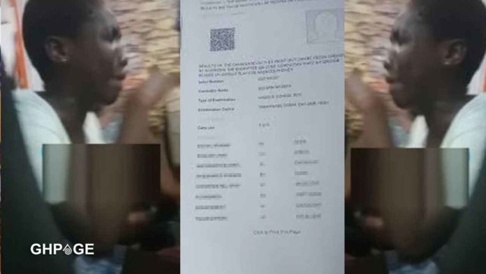 BECE Candidate cries after checking her results and realized she failed in all papers