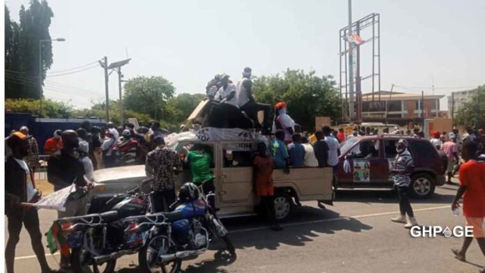 NDC supporters besiege EC headquarters ahead of results declaration