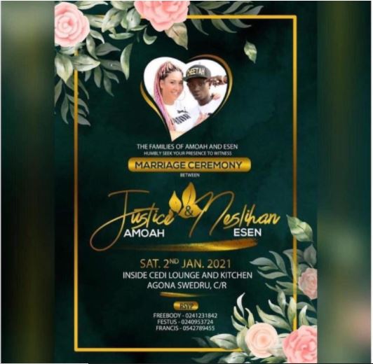 Patapaa and girlfriend's wedding invitation