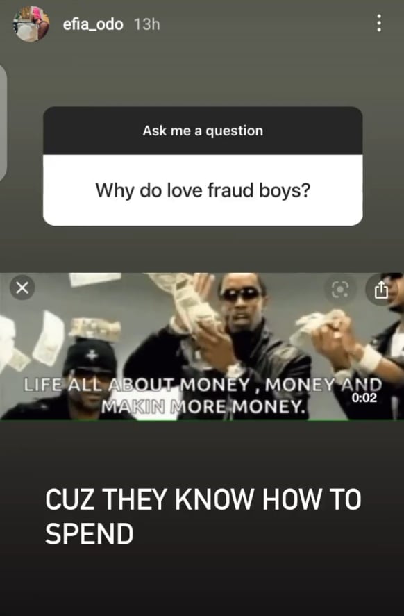 Efia Odo fraud boys