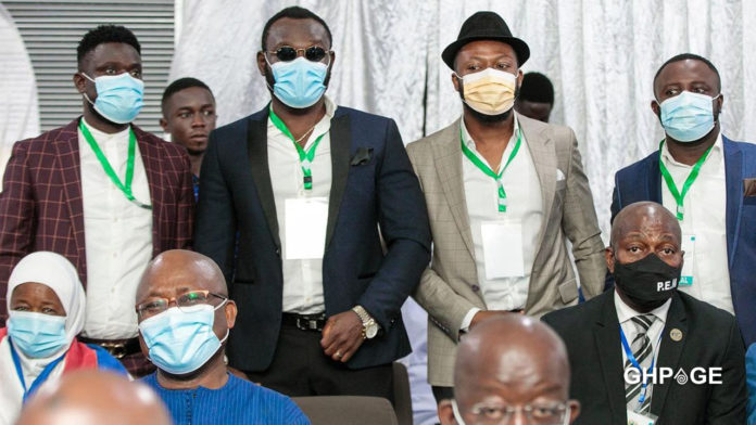 Kalybos, Prince David Osei, Jeneral Ntatia, and Bismark The Joke spotted at President Akufo-Addo’s inauguration