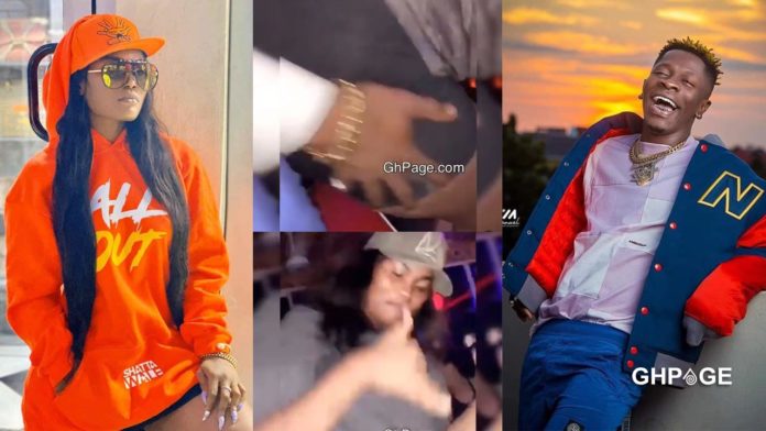 Shatta Wale receiving a lap dance from Magdalene Love