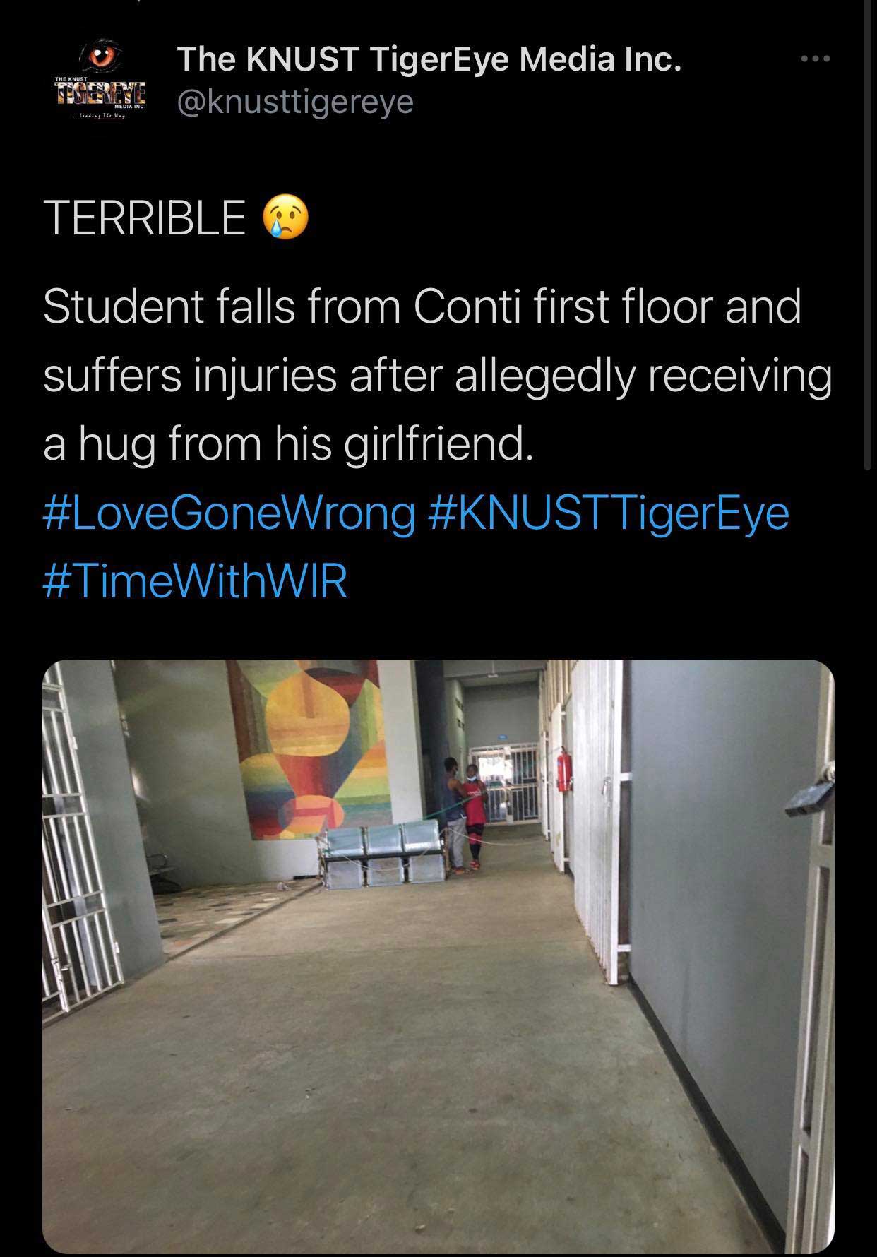 Student falls from first floor of Conti Hall