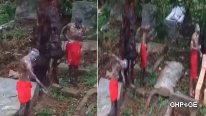 Three boys taped bathing at the cemetery for money ritual purpose