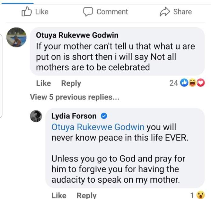 Lydia Forson curses netizen for insulting her mother (screenshots) 2