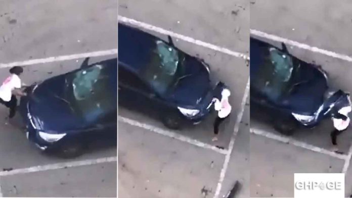 Woman destroys husband's car