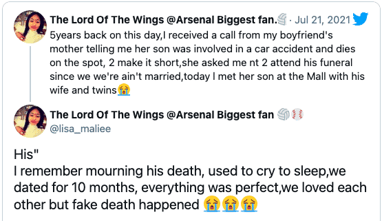 "My boyfriend's mother called me that he is dead, but I saw him years later married with kids"- lady shares her story
