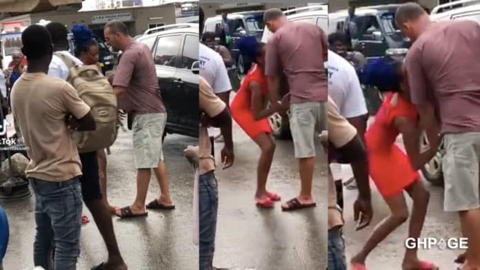 Ashawo humiliates a white man in public for failing to pay for her services
